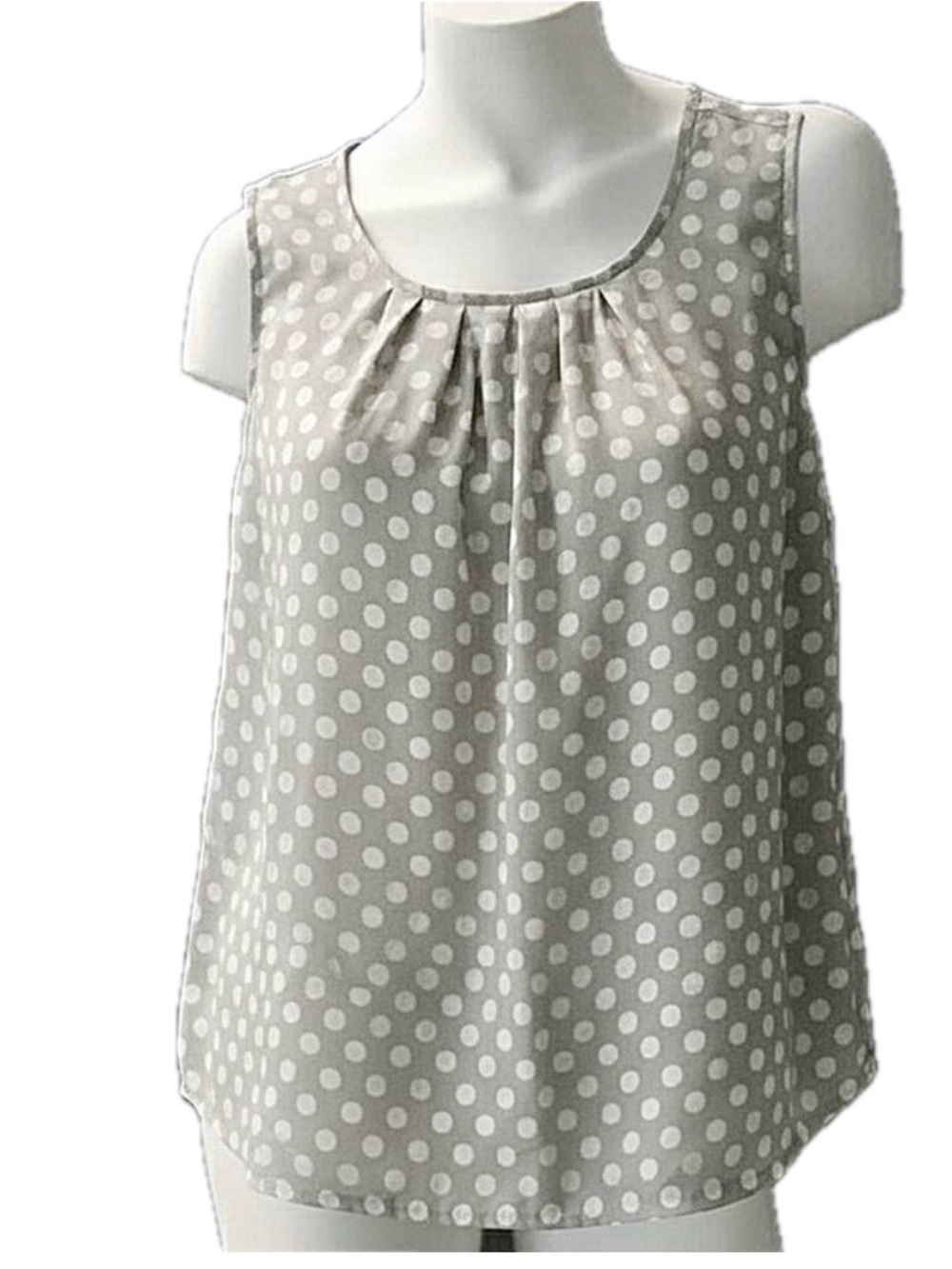 Merona Polka Dot Tank Top Sleeveless Blouse grey white XXLarge layering business
